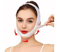 FUIPVGI Cintura per il Viso Cinturino Dimagrante Viso Strumento a Doppia Funzione Fascia Lifting Viso V Maschere Facciali Efficace Lifting Maschera Rassodante Fascia per Uomini Donne(Bianco)