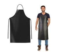 FUIPVGI Grembiule Impermeabile Resistente, Grembiule da Lavoro, Grembiule da Uomo, per Chef, Macellaio, Pelle Artificiale Grembiule, Barbiere, Lavastoviglie, Pulizia, Grembiuli da Barbecue (Nero)