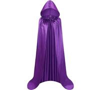 FUIPVGI Mantello Cappuccio, Mantello da Vampiro per Adulti, Mantello con Cappuccio Lungo in Raso, Costume da Fantasma, Cappe di Halloween Mantello Lungo Masquerade Costume Cosplay (Viola) (Viola, 59")