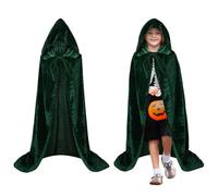 FUIPVGI Mantello Verde con Cappuccio,Mantello Verde Unisex da 80cm/31.50in,Cosplay Accessori,Costume da Vampiro di Halloween,Costume da Tristo Mietitore per Bambini Costume da Vampiro Halloween(Verde