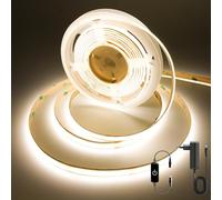 FUIQI Striscia LED COB 3 Metri,Bianco naturale 4000K,24V LED COB con Controllo Dimmerazione Tocco,CRI90+,8mm Larghezza,con Alimentatore - Ideale per Cucina,Camera da Letto e Sfondo Televisivo