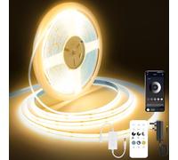FUIQI Striscia led cob 7.5 Metri,con comando da telecomando e APP, bianco caldo 2700K,CRI90+,8mm Larghezza,striscia led cob 24V- Ideale per Cucina,Camera da Letto e Sfondo Televisivo