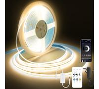 FUIQI Striscia led cob 7.5 Metri,con comando da telecomando e APP, bianco caldo 3000K,CRI90+,8mm Larghezza,striscia led cob 24V- Ideale per Cucina,Camera da Letto e Sfondo Televisivo