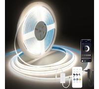 FUIQI Striscia led cob 7.5 Metri,con comando da telecomando e APP,Bianco naturale 4000K,CRI90+,8mm Larghezza,striscia led cob 24V- Ideale per Cucina,Camera da Letto e Sfondo Televisivo