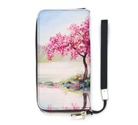 Fuji Cherry Blossoms Portafoglio sottile per le donne borsa lunga carino pochette da polso borsetta porta carte, Stile:, 20x10.5cm