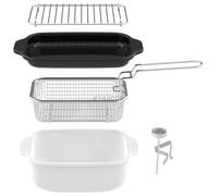 Fuji Horo Pentola Tempura Rettangolare Rosa IH Compatibile con Termometro e C...