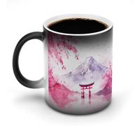 Fuji Mount Torii Gate Cherry Flower Tazza in ceramica sensibile al calore tazza da caffè con manico divertente regalo 325 ml