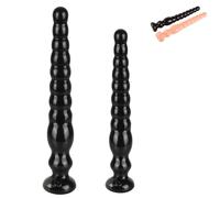 FUJIEYU 26Cm/33Cm Dildo Vaginale Extra Lungo in Morbido Silicone Liquido Plug Anale Con Ventosa Palline Anali Morbide Massaggiatore Prostatico Masturbatore Giocattoli Sessuali Gay,Nero,S
