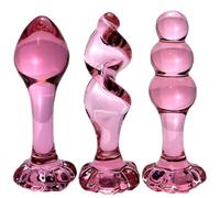 FUJIEYU 3 Stili Di Palline Anali in Vetro Piccole Perle Di Cristallo Per Plug Vaginali Plug Anali A Spirale in Vetro Dilatatori Anali Masturbatori Giocattoli Erotici Maschiofemmina,Pink/c