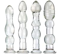 FUJIEYU 4 Stili Di Dildo Vaginali in Vetro Plugs Anali in Cristallo Liscio Piccole Palline Anali in Vetro Massaggiatore Prostatico Masturbatore Giocattoli Sessuali Per Uomini E Donne,Clear/a