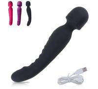 FUJIEYU Bastone AV Riscaldato A Doppia Frequenza Plug Anale Lungo E Vibrante in Silicone Stimolazione Clitoridea Dildo Vaginale Masturbatore Giocattoli Erotici Maschio Femmina,Nero