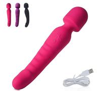FUJIEYU Bastone AV Riscaldato A Doppia Frequenza Plug Anale Lungo E Vibrante in Silicone Stimolazione Clitoridea Dildo Vaginale Masturbatore Giocattoli Erotici Maschio Femmina,Rosso
