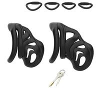 FUJIEYU Blocco Del Pene Ultraleggero in Resina Stampata in 3D Piccolo E Traspirante Chastity Belt Con Quattro Anelli Per Il Cazzo Chastity Cage Per Uomini Bondage Sex Toy,Nero,L