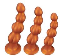 FUJIEYU Dildo Anale A Quattro Sfere in Silicone Liquido Palline Plug Anali Con Potenti Ventose Dildo Vaginale Morbido Massaggiatore Prostatico Masturbator Giocattoli Sessuali Uomodonna,Gold/s