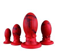 FUJIEYU Dildo Anale in Silicone Liquido A Forma Di Uovo Del Diametro Di 4Cm/5Cm/6Cm/8Cm Plugs Anali Morbidi Con Ventose Dildo Vaginale Extra Large Masturbatore Giocattoli Sessuali,Red/xl