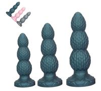 FUJIEYU Dildo Anale in Silicone Liquido Extra-Large Palla Anale Morbida A Grande Diametro Dildo Vaginale Con Potente Ventosa Dilatatore Anale Masturbatore Sex Toy Per Uomini E Donne,Blu,L