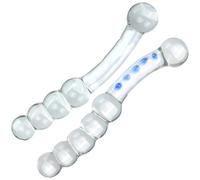 FUJIEYU Dildo Vaginale Di Cristallo Da 20 Cm Piccole Palline Anali Di Vetro Dildo Liscio A Doppia Testa Massaggiatore Prostatico Stimolatore Del Punto G Giocattoli Sessuali Gay,Clear/b