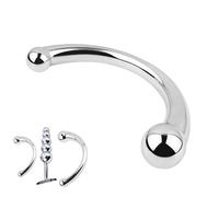 FUJIEYU Doppio Dildo Metallico Di Piccolo Diametro Plug Anale Liscio Palla Anale Con Base A T Stimolatore Del Punto G Masturbatore Sex Toy SM Gay,Silver/a