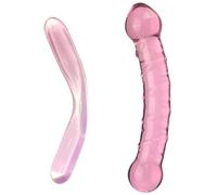 FUJIEYU Due Modelli Di Dildo Vaginale in Vetro Perle Lisce Plug Anale in Cristallo Piccolo Doppio Dildo Stimolatore Del Punto G Massaggiatore Prostatico Sex Toy Per Coppie,Pink/a