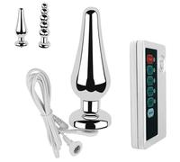 FUJIEYU Due Tipi Di Giocattoli Anali in Metallo Plug Anale Liscio Di Piccolo Diametro Palla Anale Elettrica Con Telecomando Massaggiatore Prostatico Giocattoli Sessuali Per Coppie,Silver/b