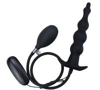 FUJIEYU Lunga Sonda Anale Gonfiabile in Silicone Perle Anali Per La Dilatazione Anale Massaggiatore Prostatico Con 12 Frequenze Di Vibrazione Masturbatore Sex Toy Per Uomini E Donne,Nero
