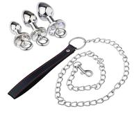 FUJIEYU Mini/Grande Plug Vaginale in Metallo Perle Anali Lisce Catena Anale Con Base Rimovibile Ad Anello Dilatatore Anale Masturbatore Sex Toy SM Per Uomini E Donne,Argento,S