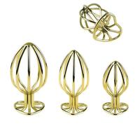 FUJIEYU Pallina Anale Classica in Acciaio Inossidabile Plug Vaginale Liscio Mini Vibratore Con Base A Forma Di Cuore Dilatatore Anale Sex Toy SM Per Coppie,Gold/s