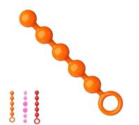 FUJIEYU Palline Anali Extra Lunghe in Silicone Morbido Dildo Vaginale Liscio Doppio Dildo Con Anello Di Trazione Dilatatore Anale Masturbatore Giocattoli Sessuali Per Coppie,Arancia