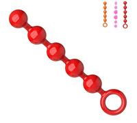 FUJIEYU Palline Anali Extra Lunghe in Silicone Morbido Dildo Vaginale Liscio Doppio Dildo Con Anello Di Trazione Dilatatore Anale Masturbatore Giocattoli Sessuali Per Coppie,Rosso