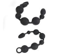 FUJIEYU Perle Vibranti Extra Lunghe in Silicone Per Plug Anali Morbidi Plug A Margherita Impermeabili Palline Anali Con Anello Di Trazione Dilatatori Anali Giocattoli Sessuali Per Coppie,Black/set