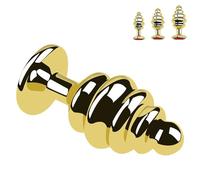 FUJIEYU Piccolo Plug Anale Metallico Con Perline Plug Anale Liscio Dorato Plug Vaginale Filettato Dilatatore Anale Stimolatore Del Punto G Sex Toy Per Uomini E Donne,Gold/s