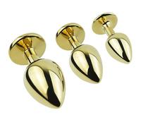 FUJIEYU Plug Anale Dorato Di Piccolo Diametro 3 Cm/3,5 Cm/4 Cm Perla Anale Liscia Plug Vaginale Metallico Con Base Rotonda Dilatatore Anale Masturbatore Sex Toy Per Coppie,Gold/s