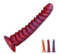FUJIEYU Plug Anale in Silicone Liquido Lungo 22 Cm Dildo Vaginale Impermeabile E Confortevole Plug Anale Con Potente Ventosa E Filettatura Massaggiatore Prostatico Sex Toy Per Coppie,Rosso,21.8cm