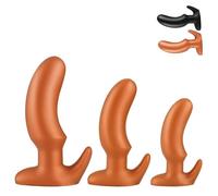 FUJIEYU Plug Anale in Silicone Mini/Grande Dildo Anale in Silicone Con Coda Uncinata Dildo Vaginale in Silicone Morbido E Liscio Masturbatore Giocattoli Sessuali Per Coppie,Gold/s