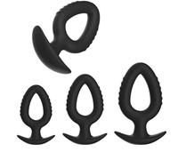FUJIEYU Plug Anale in Silicone Morbido Con Diametro Molto Ampio Plug Vaginale Altamente Elastico Massaggiatore Prostatico Da Indossare All'esterno Stimolatore Del Punto G Sex Toy Coppie,Black/set