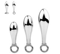 FUJIEYU Plug Anale Metallico A Forma Di Goccia D'acqua Di Piccolo Diametro Plug Anale Liscio Plug Vaginale Con Anello Di Trazione Masturbatore Sex Toy SM Per Uomini E Donne,Silver/b/s