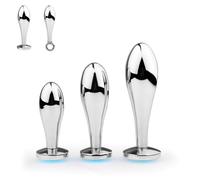 FUJIEYU Plug Anale Metallico A Forma Di Goccia D'acqua Di Piccolo Diametro Plug Anale Liscio Plug Vaginale Con Anello Di Trazione Masturbatore Sex Toy SM Per Uomini E Donne,Silver/a/set
