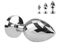 FUJIEYU Plug Vaginale Metallico A Forma Di Rombo Perle Anali Lisce Plug Anale Con Base Rotonda Dilatatore Anale Masturbatore Sex Toy Per Coppie,Silver/s