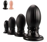 FUJIEYU Plugs Anali A Forma Di Uovo in Morbido Silicone Liquido Plugs Anali Di Grande Diametro Potente Dildo Anale A Ventosa Masturbatore Anale Expander Giocattoli Sessuali Per Coppie,Black/xl