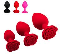 FUJIEYU Plugs Anali Classici Piccoli in Silicone Liquido Set Di 3 Plug Anali Morbidi Plugs Anali Lisci Dilatatore Anale Masturbatore Giocattoli Sessuali Per Coppie,Red/set