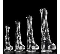 FUJIEYU Quattro Misure Di Dildo Vaginali in Morbido Silicone Sovradimensionato Plugs Anali A Ventosa Dildo Lisci Per Margherite Dilatatori Anali Masturbatori Giocattoli Erotici SM,Clear,S