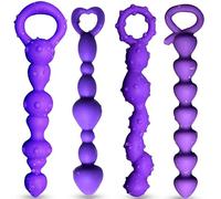 FUJIEYU Quattro Modelli Di Palline Anali Corte in Silicone Dildo Vaginale Morbido E Liscio Plug Anale Con Anello Di Trazione Massaggiatore Prostatico Masturbatore Sex Toy Per Coppie,Purple/set