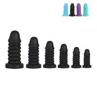 FUJIEYU Sei Misure Di Dildo Vaginali in Silicone Morbido Plug Anali Filettati Plug Dildo Grande Con Ventose Masturbatore Anale Expander Strumenti Sessuali SM,Nero,XL