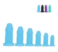 FUJIEYU Sei Misure Di Dildo Vaginali in Silicone Morbido Plug Anali Filettati Plug Dildo Grande Con Ventose Masturbatore Anale Expander Strumenti Sessuali SM,Blu,XL