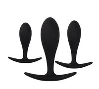 FUJIEYU Set Di Tre Plug Anali in Morbido Silicone Di Diverse Dimensioni Mini Plug Anale Perle Anali Con Base Ricurva Dilatatore Anale Masturbatore Sex Toy Per Coppie,Black/set
