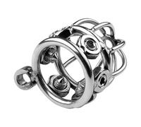 FUJIEYU Stile Corto in Acciaio Inox Cock Cage Men Ventilato Chastity Belt Con Cintura E Anello Per Il Pene Chastity Cage Male Per Uomini Adulti SM Sex Toy,Silver/m