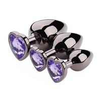 FUJIEYU Tre Misure Di Palline Anali in Metallo Palline Anali Piccole Palline Vaginali Con Base A Forma Di Cuore Dilatatore Anale Masturbatore Sex Toy Per Coppie,Silver/set