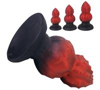 FUJIEYU Tre Misure Di Plug Anali in Morbido Silicone Plug Vaginale Con Forti Ventose Plug Anale Di Grande Diametro Dilatatore Anale Masturbatore Giocattoli Sessuali Maschiofemmina,Red/l
