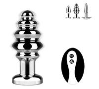 FUJIEYU Tre Modelli Di Plug Anali Elettrici in Metallo Perle Anali Impermeabili Giocattoli Anali Con Telecomando E Base A T Stimolatori Del Punto G E Masturbatori Giocattoli Sessuali SM,Silver/b