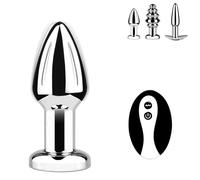 FUJIEYU Tre Modelli Di Plug Anali Elettrici in Metallo Perle Anali Impermeabili Giocattoli Anali Con Telecomando E Base A T Stimolatori Del Punto G E Masturbatori Giocattoli Sessuali SM,Silver/a
